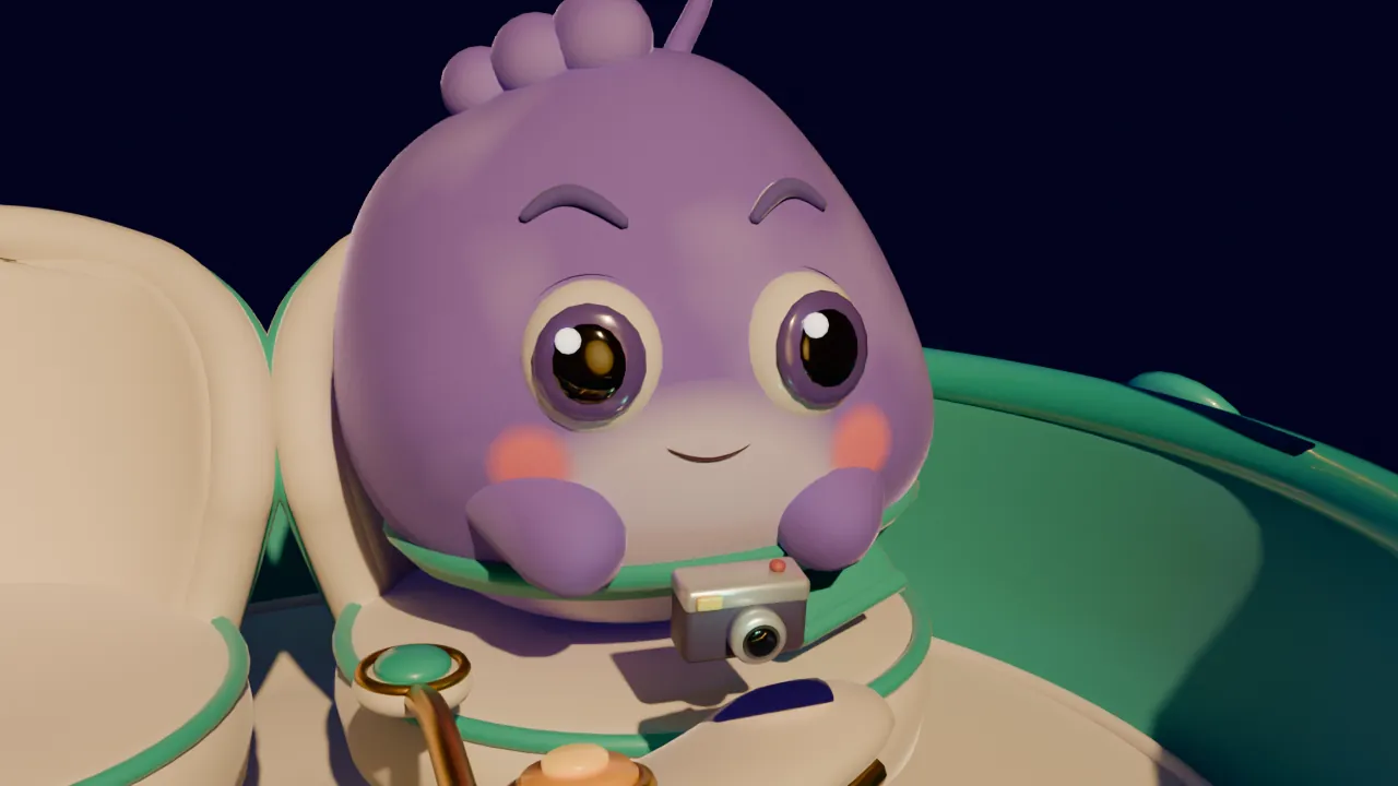 Blender layout of Nubo in her saucer cabin